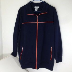 Vintage Avenue Womens Sweatshirt Jacket Zip Front 18/20 Black & Pink